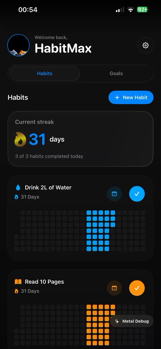 Preview of Habit tracker learning prototype