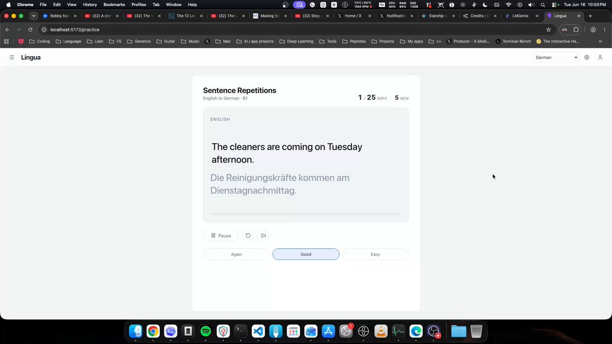 Preview of Sentence repetition language app