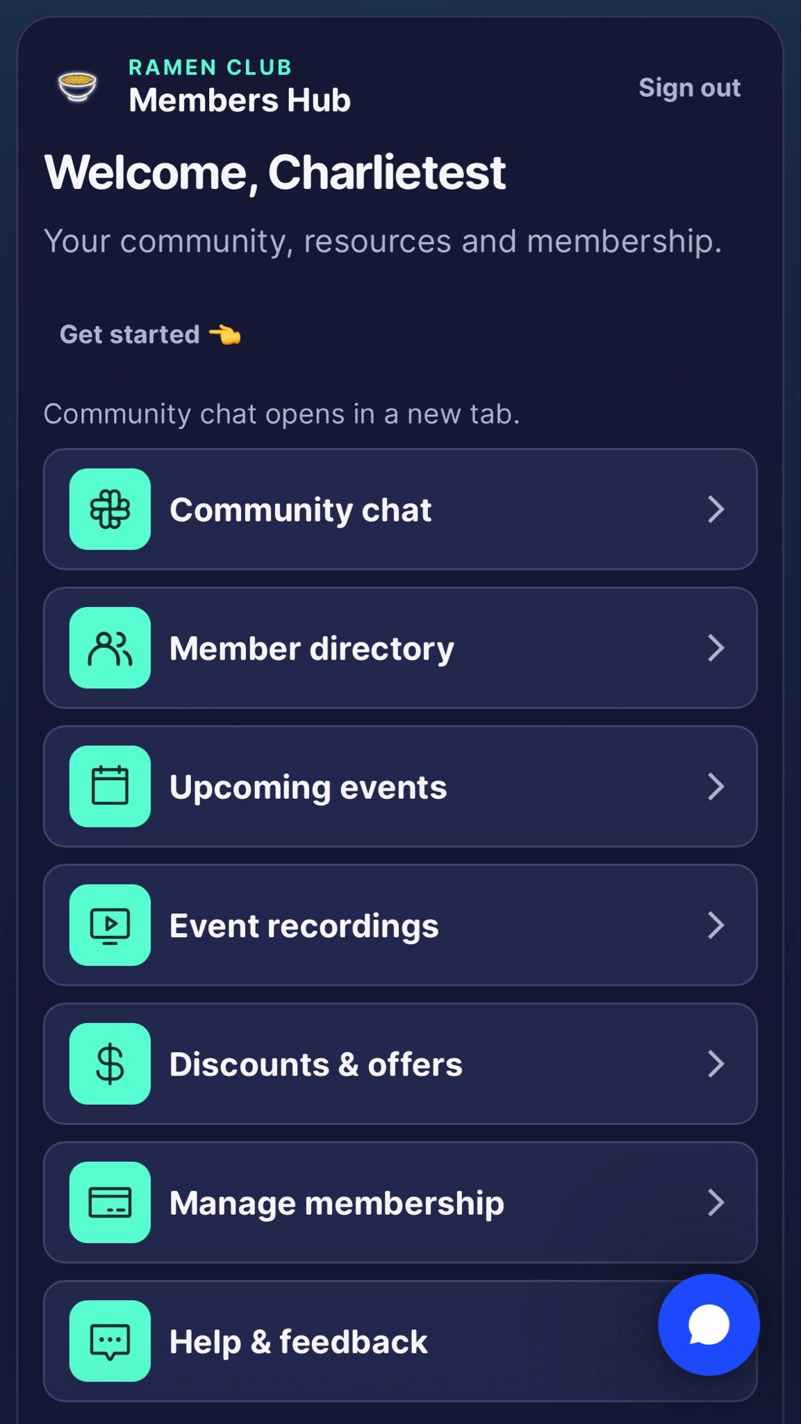 Preview of Ramen Club member portal
